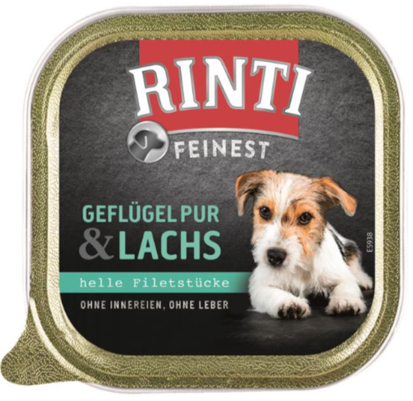 Hunde - Nassfutter RINTI Adult Feinest Geflügel Pur & Lachs, 150 g