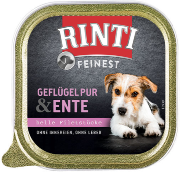 Hunde - Nassfutter RINTI Adult Feinest Geflügel Pur & Ente, 150 g