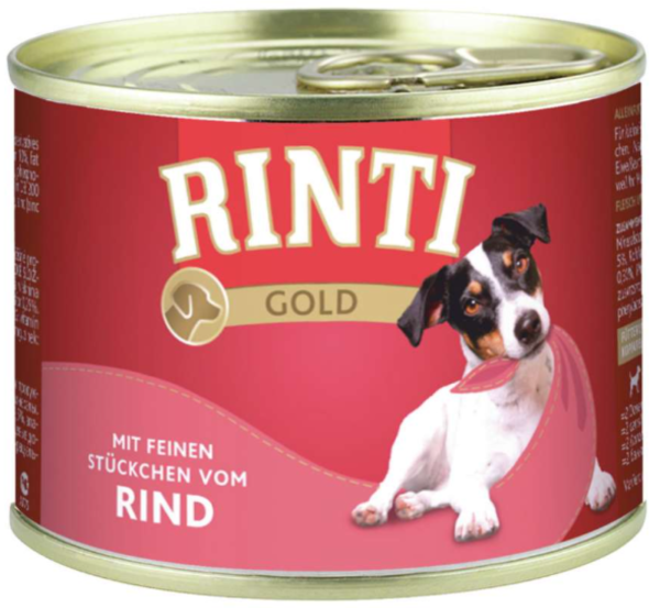 Hunde - Nassfutter RINTI Adult Gold Rind, 185 g