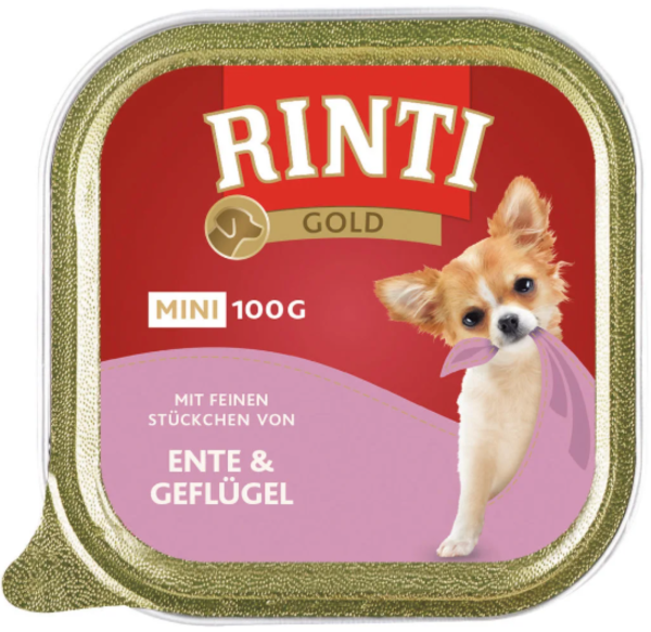 Hunde - Nassfutter RINTI Adult Gold Mini, Ente & Geflügel, 100 g