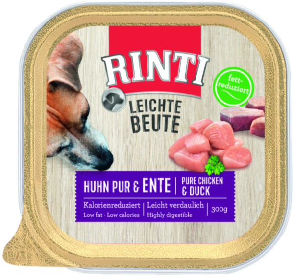 Hunde - Nassfutter RINTI Adult Leichte Beute, Huhn Pur & Ente, 300 g