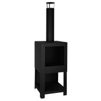 ESSCHERT DESIGN Terrassenofen mit Holzlager, schwarz