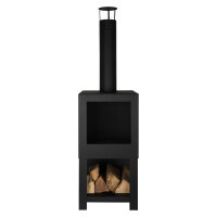 ESSCHERT DESIGN Terrassenofen mit Holzlager, schwarz