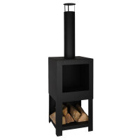 ESSCHERT DESIGN Terrassenofen mit Holzlager, schwarz