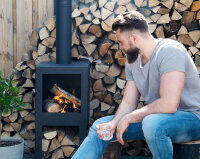 ESSCHERT DESIGN Terrassenofen mit Holzlager, schwarz