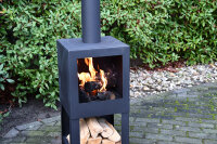ESSCHERT DESIGN Terrassenofen mit Holzlager, schwarz