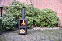 ESSCHERT DESIGN Terrassenofen mit Holzlager, schwarz