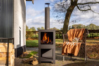 ESSCHERT DESIGN Terrassenofen mit Holzlager, schwarz