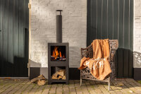 ESSCHERT DESIGN Terrassenofen mit Holzlager, schwarz