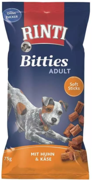 Hunde - Snack RINTI Bitties Adult Huhn & Käse, 75 g