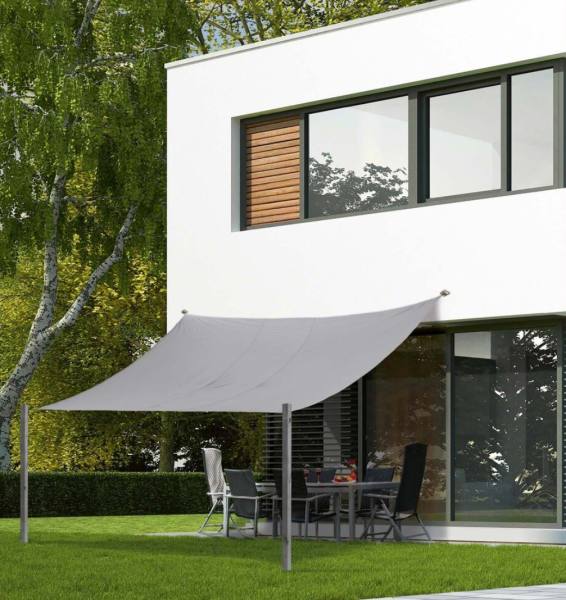 Sonnensegel Neptun Beach Quadrat 360 cm x 360 cm Silbergrau