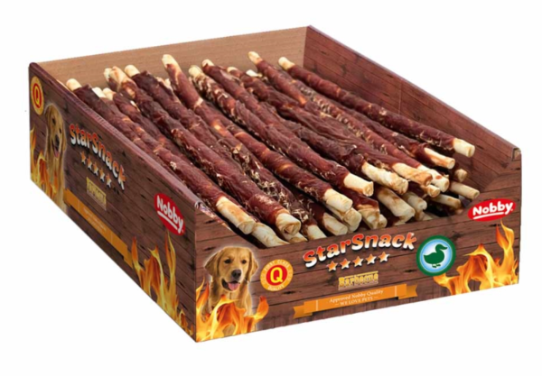Hunde - Snacks NOBBY StarSnack Barbecue "Wrapped Duck L", 25 cm, Ø 7-8 mm