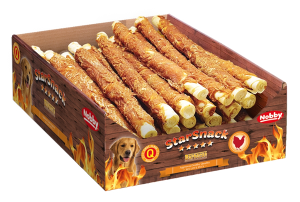 Hunde - Snacks NOBBY StarSnack Barbecue "Wrapped Chicken XL", 27 cm, Ø 2 cm