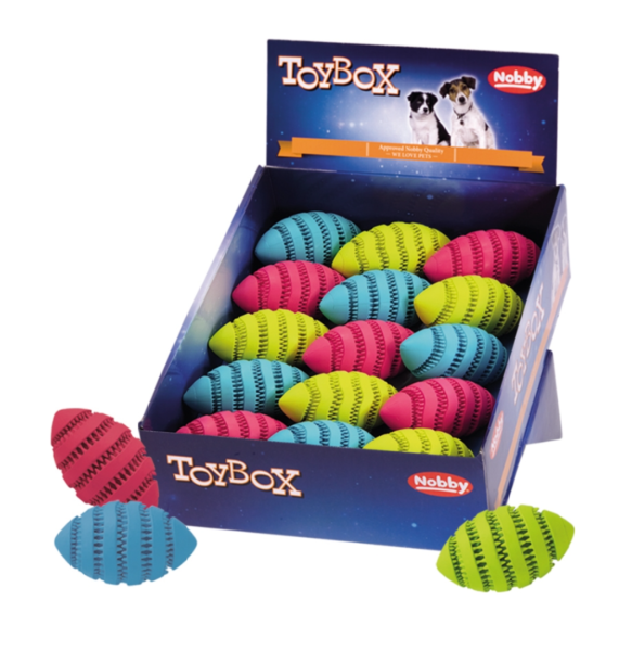 NOBBY Vollgummi Dental Rugbyball, 11 cm