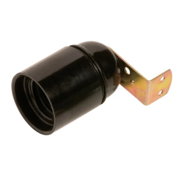 Lampenfassung E27 Schwarz Glatt mit Winkel