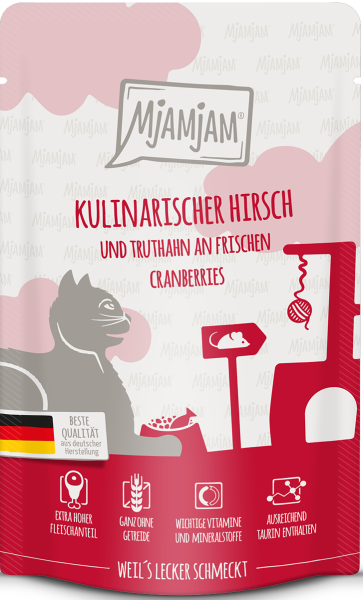 Katzen - Nassfutter MJAMJAM Cat Adult Hirsch & Truthahn