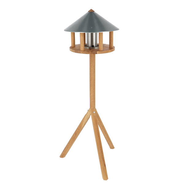 ESSCHERT DESIGN Futterhaus aus Eiche mit Zinkdach und Silo