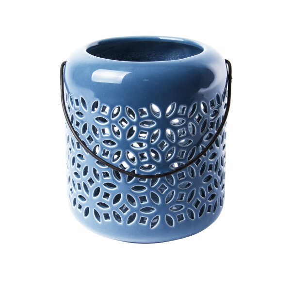 ESSCHERT DESIGN Blautöne Windlicht, L, dunkelblau