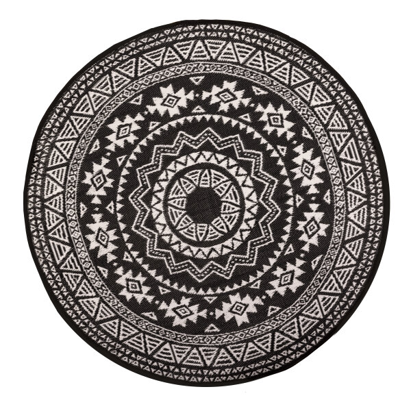 ESSCHERT DESIGN Outdoor-Teppich, schwarz-weiß Design, Ø 180 cm