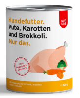 Hunde - Nassfutter NUR DAS Pute mit Karotten und Brokkoli