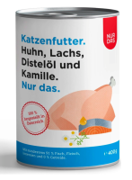 Katzen - Nassfutter NUR DAS Huhn mit Lachs, Distelöl...
