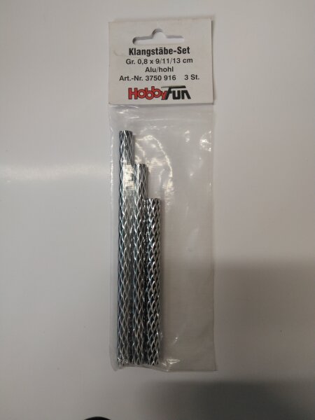 Hobbyfun Klangstäbe-Set Gr. 0,8 x 9/11/13 cm Alu Hohl schwarz-silber