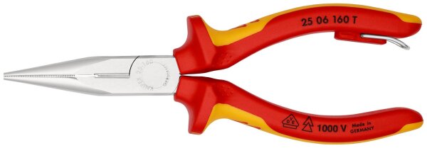 KNIPEX Flachrundzg.mit Schneide/Befestigungsöse 160 mm