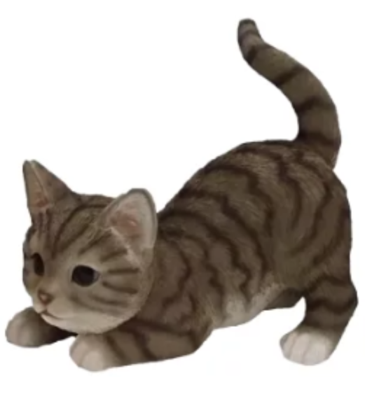 ESSCHERT DESIGN Deko - Figur Spielende Katze, grau - getigert