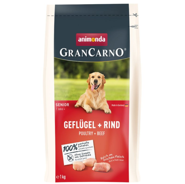 Hunde - Trockenfutter GranCarno Senior Geflügel + Rind