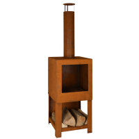 ESSCHERT DESIGN Terrassenofen mit Holzlager