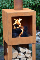 ESSCHERT DESIGN Terrassenofen mit Holzlager