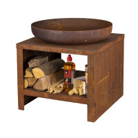 ESSCHERT DESIGN Feuerschale mit Holzfach, Ø 60 cm