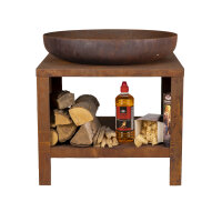 ESSCHERT DESIGN Feuerschale mit Holzfach, Ø 60 cm
