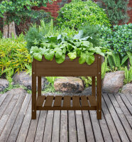 ESSCHERT DESIGN Hochbeet aus Fichtenholz mit Ablage, braun