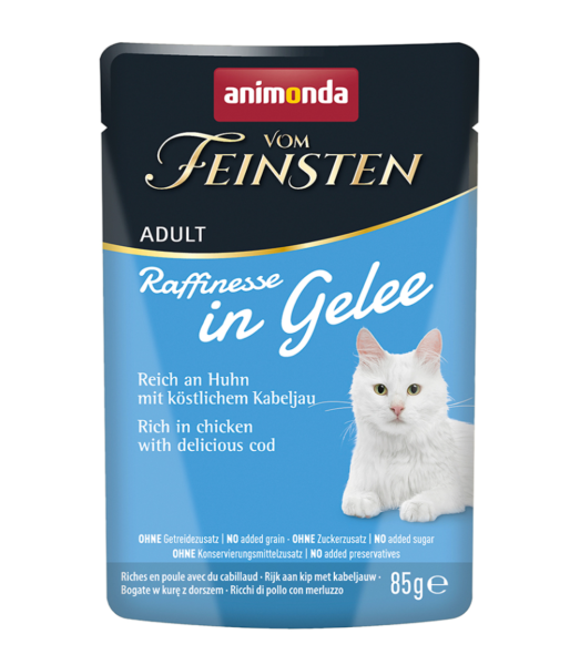 Katzen - Nassfutter ANIMONDA Vom Feinsten Raffinesse in Gelee Adult, Huhn + Kabeljau, 85 g