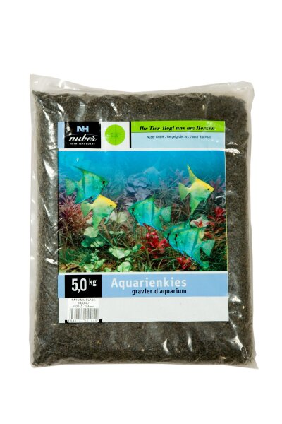 NUBER Aquarien - Plättchenzierkies Natur-Schwarz, 2,0 - 4,0 mm, 5 kg