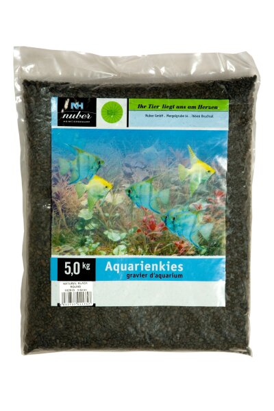 NUBER Aquarien - Plättchenzierkies Natur-Schwarz, 3,0 - 5,0 mm, 5 kg