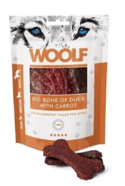 Hunde - Snack WOOLF Große Knochen mit Ente & Karotten, 100 g