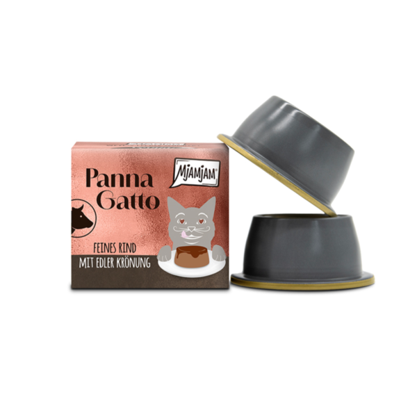 Katzen - Nassfutter MjAMjAM Panna Gatto - feines Rind mit edler Krönung, 2 x 80 g
