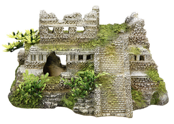 NOBBY Aqua Ornaments "MAYA RUINE" mit Pflanzen, 21,7 x 14,7 x 11,7 cm