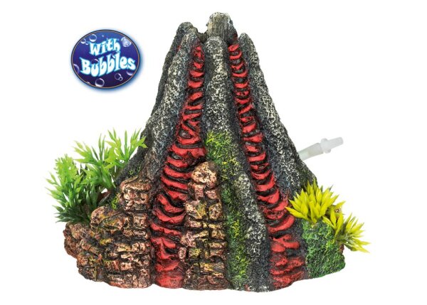 NOBBY Aqua Ornaments "VULKAN" mit Pflanzen, 14 x 13 x 12,5 cm