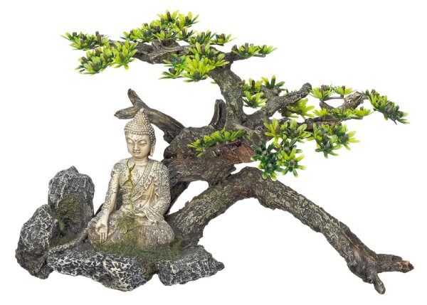 NOBBY Aqua Ornaments "BUDDHA" mit Pflanzen, 32,5 x 16,5 x 21 cm