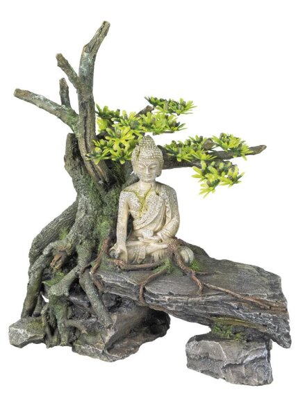 NOBBY Aqua Ornaments "Buddah mit Baum", 26,7 x 15 x 27,3 cm