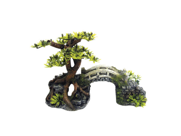 NOBBY Aqua Ornaments "BRÜCKE MIT BONSAI", 20,3 x 9 x 14 cm