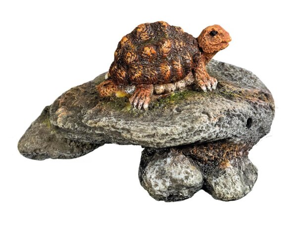 NOBBY Aqua Ornaments "STEIN MIT SCHILDKRÖTE", 9,5 x 9,5 x 6 cm