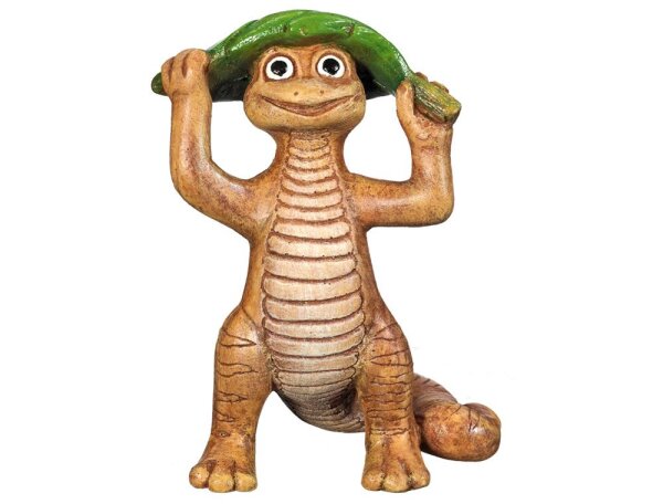 NOBBY Aqua Ornaments "EIDECHSE MIT BLATT", 7,5 x 5,7 x 10,3 cm