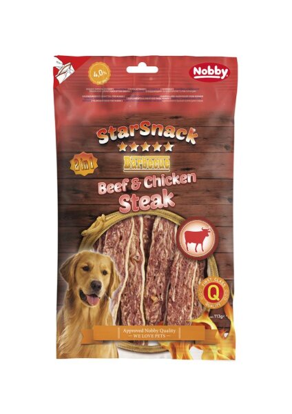 Hunde - Leckerli NOBBY StarSnack Barbecue Beef & Chicken Steak 113g