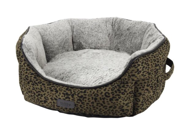 NOBBY Komfort Bett oval "LEO", leopard braun, 45 x 40 x 19 cm