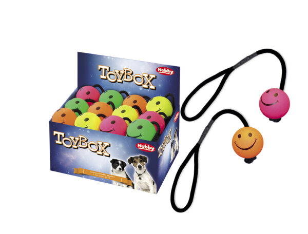 NOBBY Moosgummi Smiley Ball mit Seil, Ø 6,3 cm