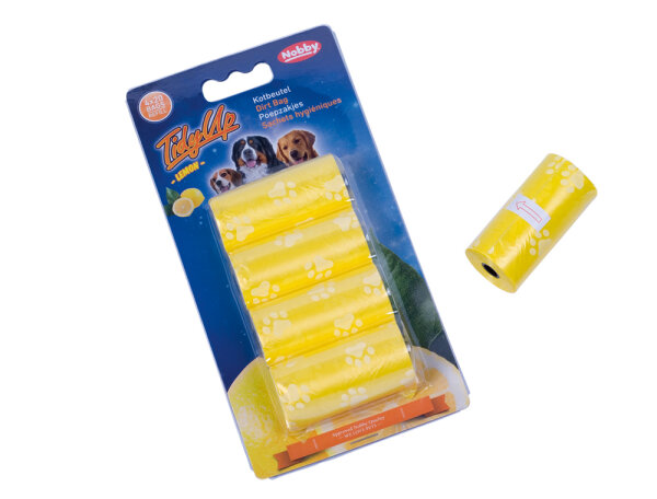 NOBBY TidyUp Kotbeutel "LEMON" mit Pfotendruck gelb, 4 Rollen